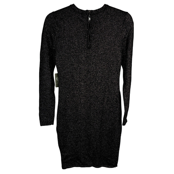 Vince Camuto Elegant Black & Gold Long Sleeve Knit Dress - Picture 3 of 6